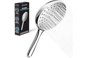 SparkPod Handheld Shower Head - 6 - Inch Round Shower Head - Rainfall Experience - Tool-Free Installation - Without Bracket or Hose - Pressure Shower Head Luxury Polished Chrome - Pet Friendly Shower