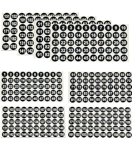 Number Stickers – 1200-Pack, 1-Inch Black Vinyl, Self-Adhesive & Waterproof, For Labels, Storage, Classroom, Outdoor