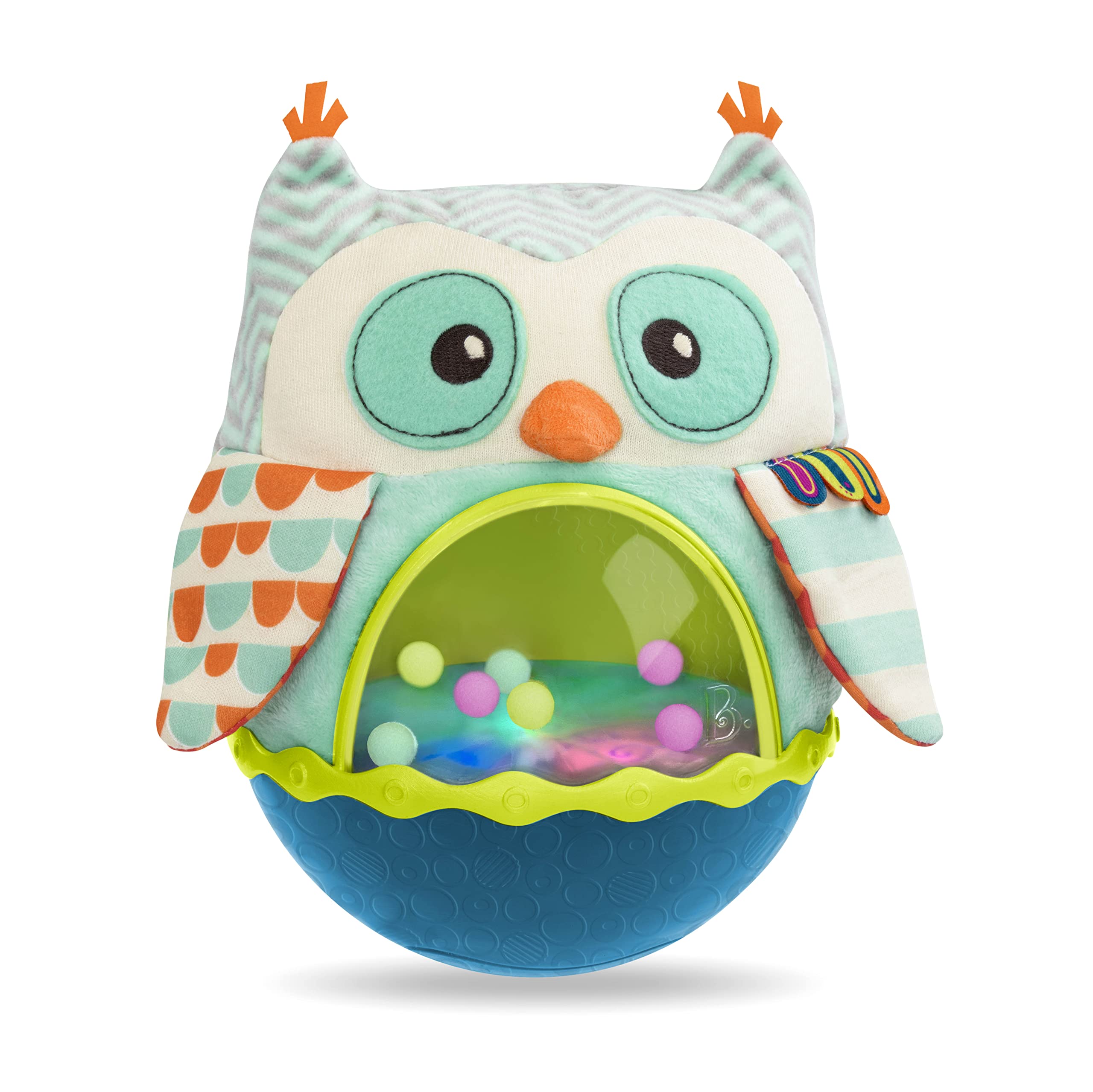 B. toys – Owl Be Back – Crawling – Tummy Time – Sensory & Musical Toy for Babies – Wobbling Toy with Colorful Balls – 6 Months