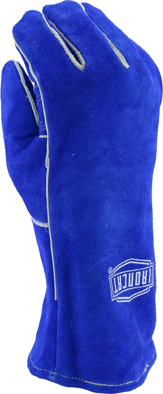 Large Blue Kevlar Welder Leather Gloves w/ Foam & Cotton Lining Pack of
