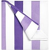 Bornbay Cotton Oversized Beach Towel - Extra Large 40"X70" Big Cute Thick Pool Towel, XL Stitch Beach Towels Striped Purple Swimming Towel for Adults Women