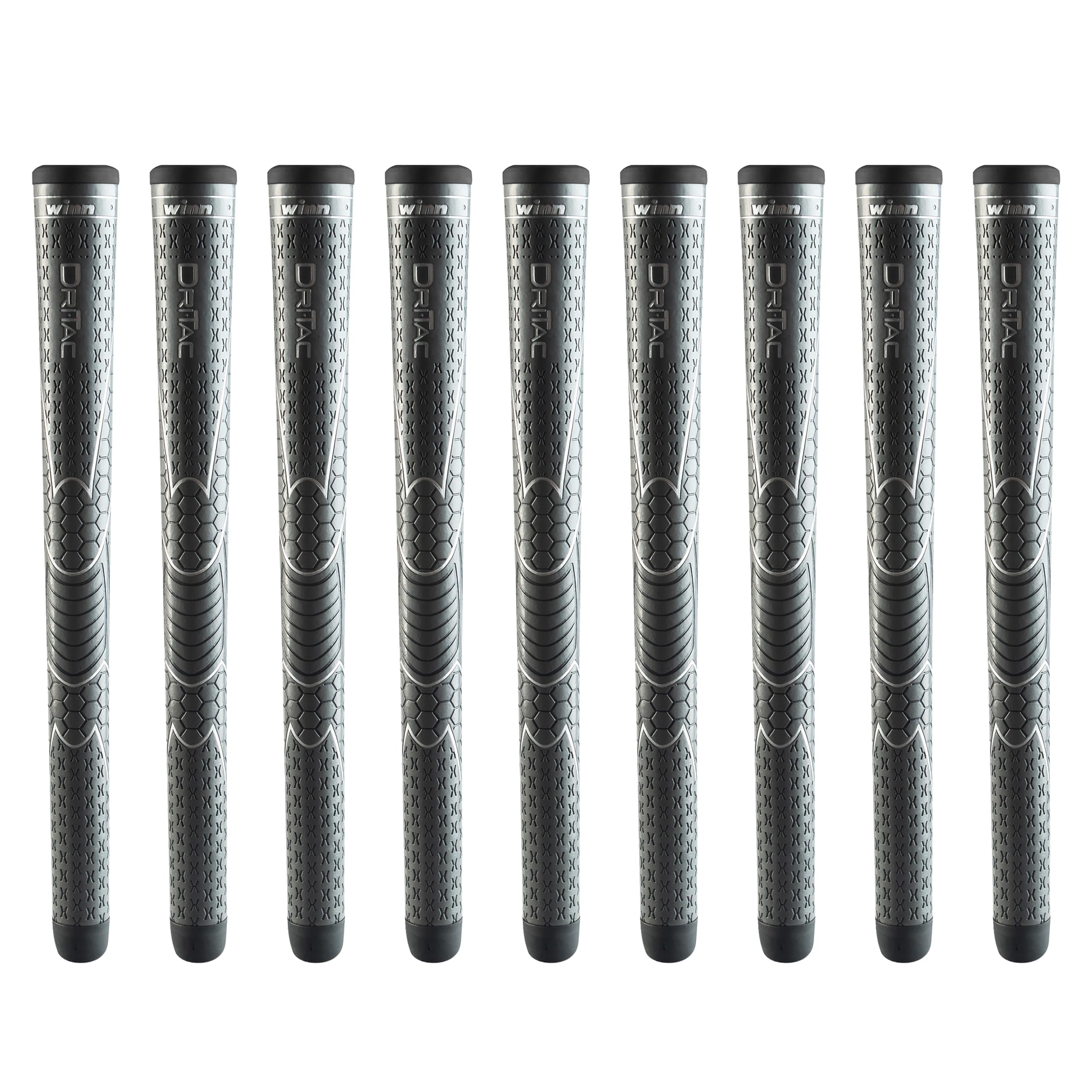 Winn Dri-Tac Oversize (+1/8) Dark Gray - 9 Piece Golf Grip Bundle — image 1