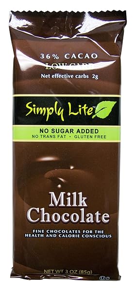 SIMPLY LITE CHOCOLATE BAR MILK, 3 OZ
