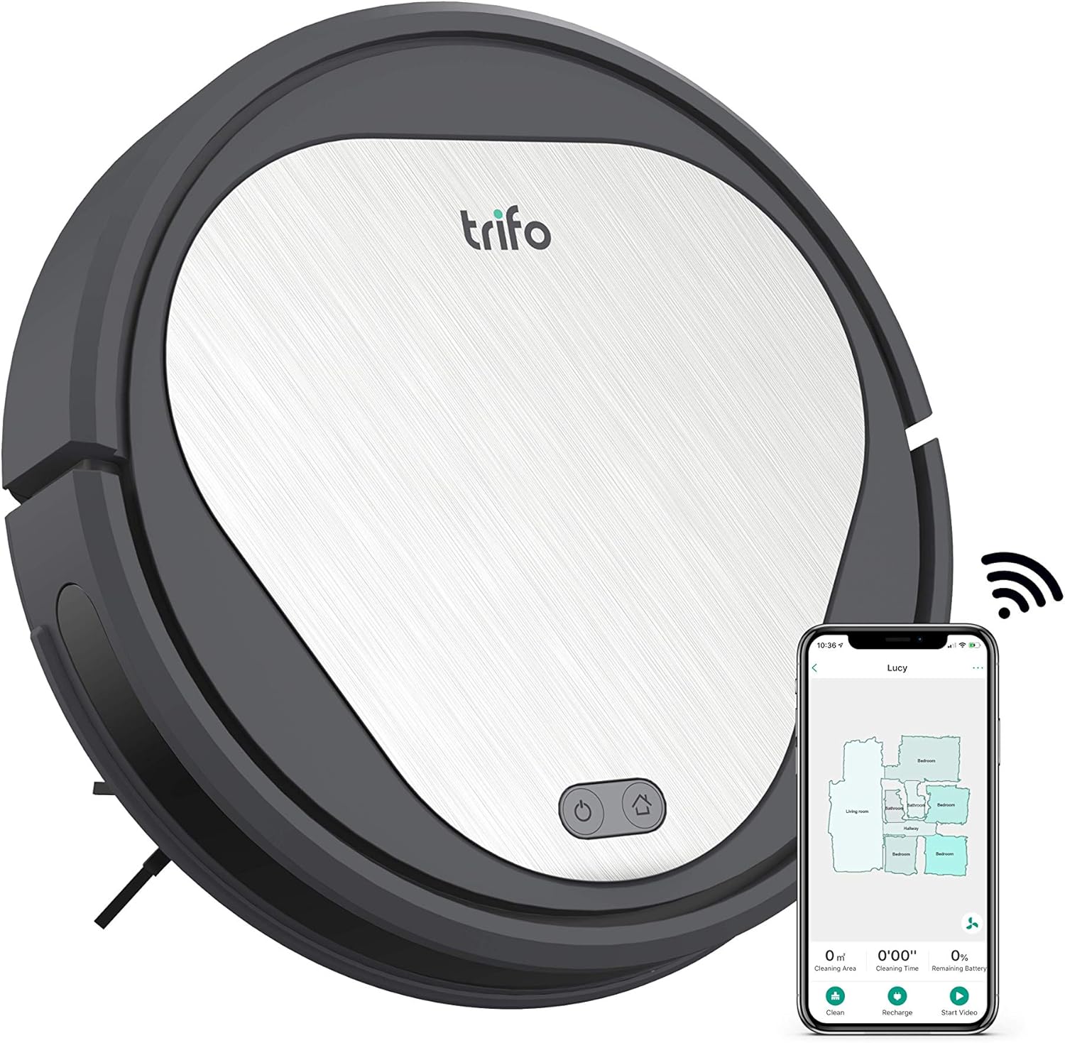 Trifo Emma Essential Robot Vacuum Cleaner, 3000Pa Super-Strong Suction, 110-Minute Runtime, Wi-Fi Connectivity, Works with Alexa, Good for Pet Hair, Carpets, Hard Floors, Self-Charging