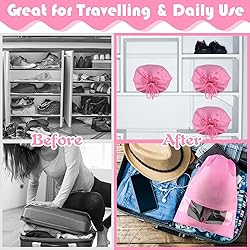 Large Pink Travel Shoe Bags - 10 Pcs, Non-Woven
