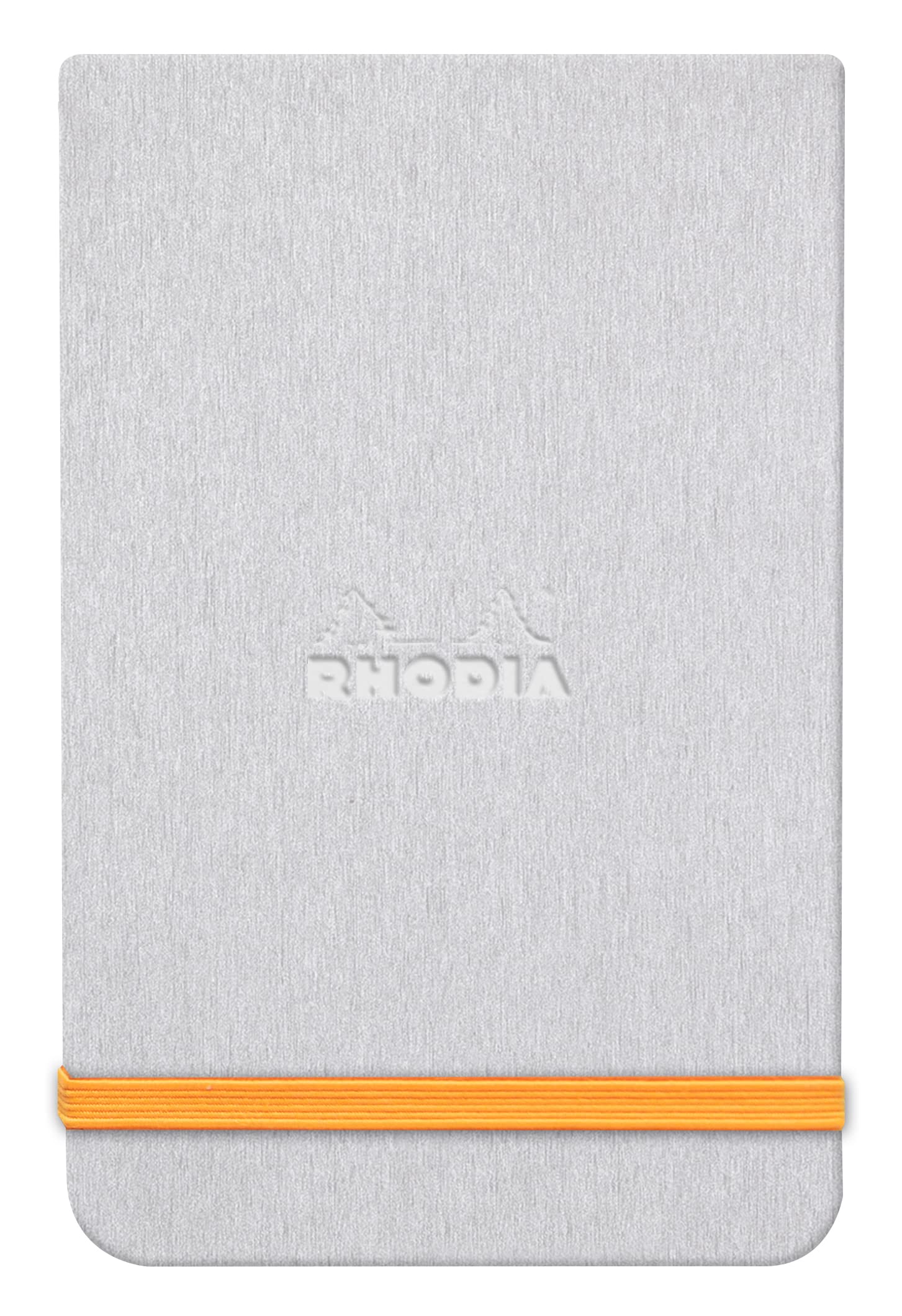 RHODIA 194374C - Hard Notebook Webnotepad Silver - A5 - Lined - 192 Detachable Pages - Clairefontaine Ivory Paper 90 g/m - Bookmark, Elastic Closure - Faux Leather Cover - Rhodiarama