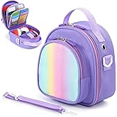 Carrying Case Compatible with Yoto Mini (2024 Edition),30 Cards Storage Bag with Handle and Shoulder Strap, Travel Storage box for Player & Headphone Accessories (Purple)