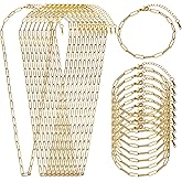 SMYHTGLIF 20 Pack Paperclip Chain Bulk Necklace Bracelet for Jewelry Making 4mm Gold Plated Stainless Steel Necklace Bracelet for Women