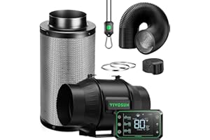 VIVOSUN Smart Air Filtration PRO T6 Kit 6", AeroZesh T6 Inline Duct Fan w/GrowHub E42A Temp. Humidity WiFi-Controller, Carbon Filter & Ducting, Cooling & Ventilation System for Grow Tent, Hydroponics