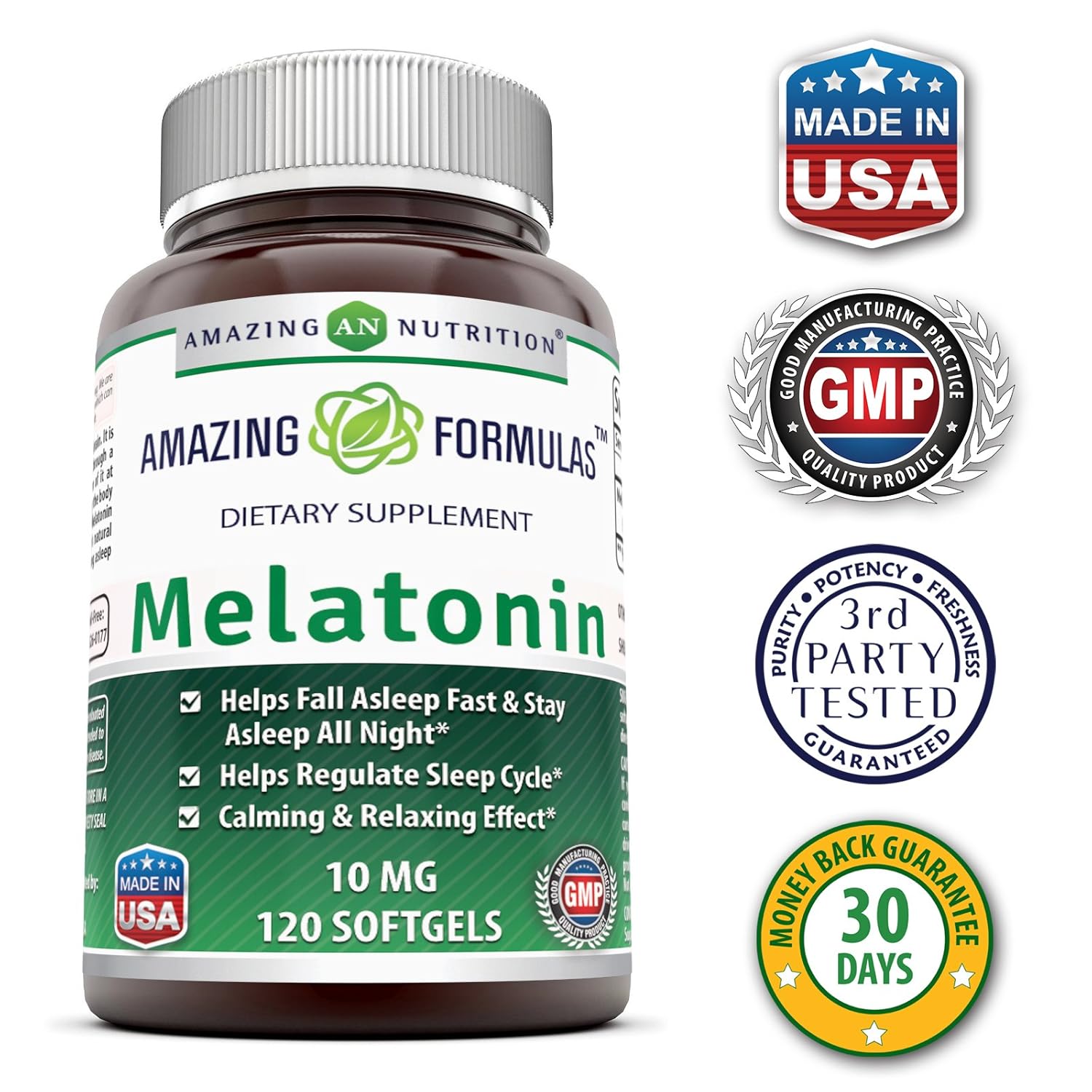Amazon.com: Amazing Formulas Melatonin 10 Mg 120 Softgels - Best Choice of Natural Sleep Aid Supplement Promotes Calming and Relaxing Effect: Health ...