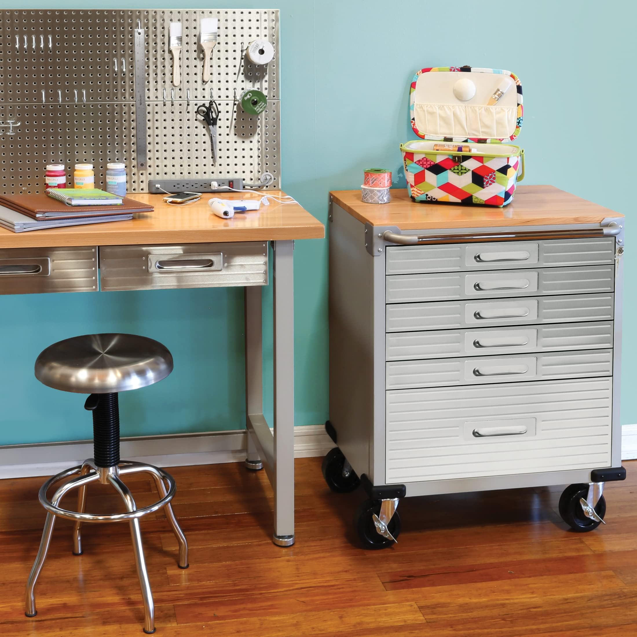 Seville Classics Rolling Lockable Storage, 6Drawer (28" W X 18