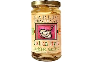 Garlic Festival Foods Italian Pickled Garlic Cloves in a Jar - Italian Style Pickled Garlic - Fresh Garlic Cloves for Cooking - Freshly Made - Subtly Infused, Pre-Prepared Garlic - Net Wt. 8 oz.