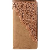Montana West Western Wallet for Men Long Bifold Wallet with Card Slots RFID Blocking Cowboy Vintage Checkbook Wallet Gift for Men