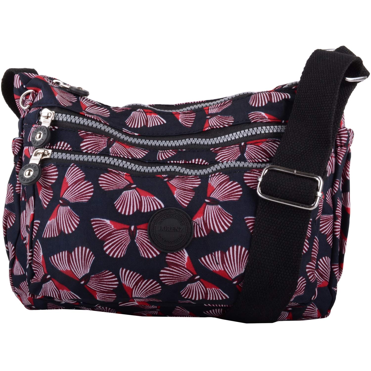 Valita Womens Medium Lightweight Patterned Cross Body/Shoulder Bag - Burgundy Butterfly