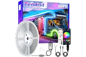 TENDIST RV Awning LED Light Strip 20FT, 12V RGB Waterproof Underglow Led Light kit, Camper Awning Lights for RV Canopy Exterior, Travel Party, Van, Camper, Concession Trailer, Food Trucks