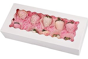 Tcoivs 30-Pack Cookie Boxes 12.5" x 5.5" x 2.5", Bakery Boxes with Window, Auto-Popup Treat Boxes for Pastries (White)