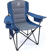 ARURU Oversized Camping Chairs for Adults - Heavy Duty Padded Outdoor Folding Lawn XL Camp Chair with Cup Holder Cooler Pockets for Tailgate Sports Beach Fishing Garden Portable Supports 500LBS