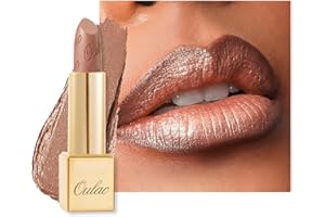 Oulac Nude Lipstick for Women with Metallic 3D Shine Lightweight Hydrating Formula, High Impact Lip Color, Vegan Beauty, Full Coverage Lip Makeup, Christmas Gifts for Women, Sahara Gold(10)