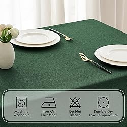 MIULEE Hunter Green Thick Polyester Linen Rectangle