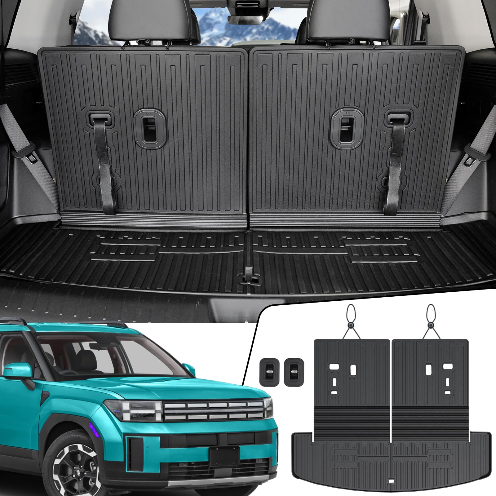 JOULARISE Cargo Mat with Backrest Mats for 2024 2025 Hyundai Santa Fe