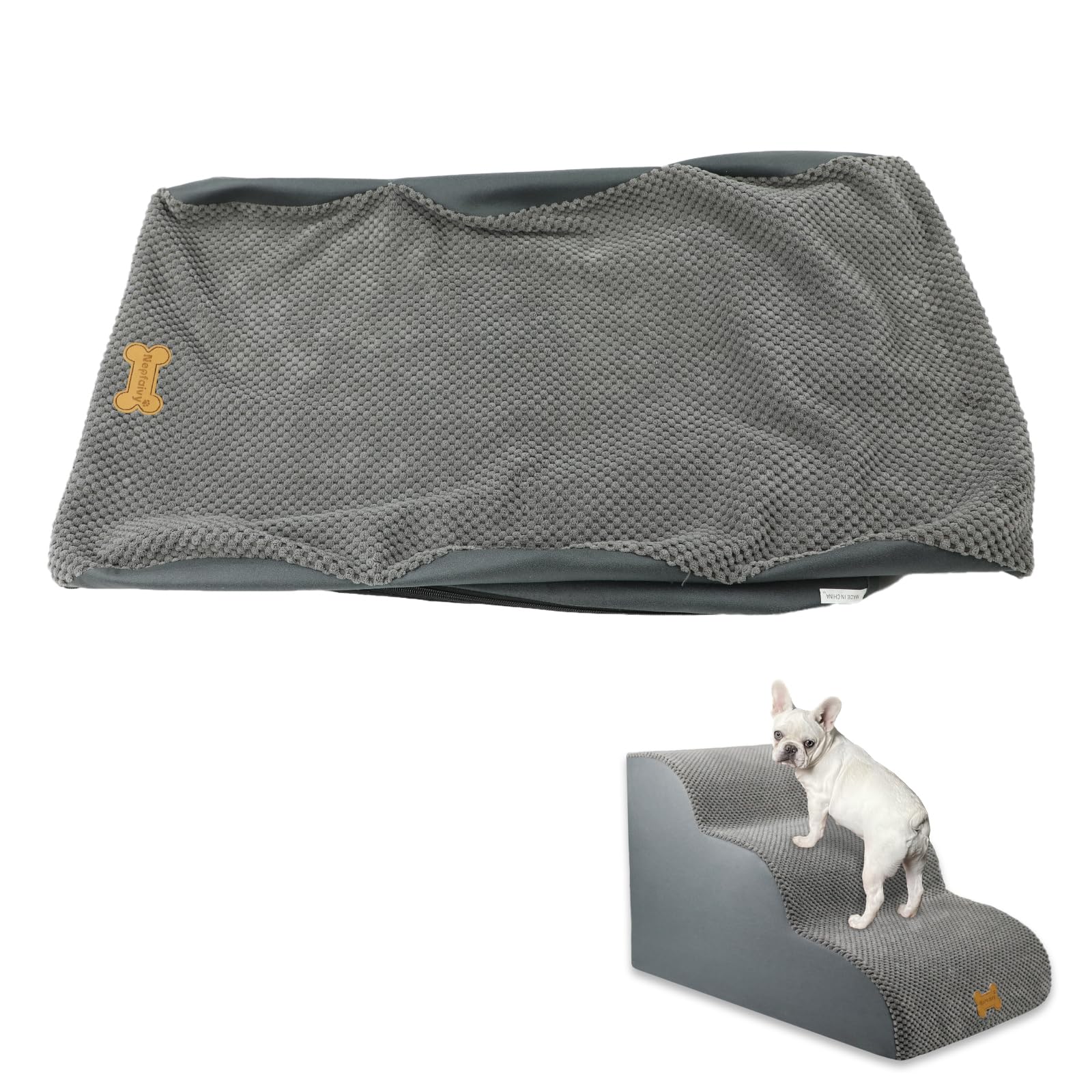 Nepfaivy Dog Steps Replacement Cover - Non-Slip Pet Stairs Cover for Small Dogs and Cats, 60x40x40cm (Cover Only)