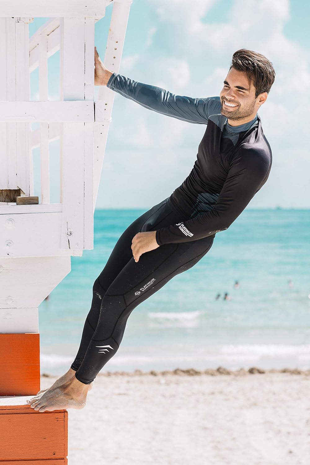 Mens Rash Guard Long Sleeve Surf Shirt Swimsuit - Quick Dry Sun Protection Clothing UPF 50+: Clothing