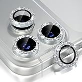 Choiche for iPhone 17 Pro/iPhone 17 Pro Max Camera Lens Protector | Ultra HD, Bling 9H Tempered Glass Camera Cover Screen Protector Metal Ring Decoration Accessories (Glitter-Silver)