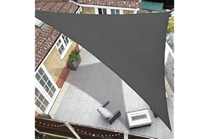 Coumavin 8'x8'x8' Sun Shade Sail Triangle Outdoor UV Block Canopy Sunshade Cover for Backyard Porch Pergola Deck Garden Patio, Dark Grey