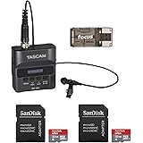 Tascam DR-10L Digital Audio Recorder and Lavalier Mic Bundled with Two 32GB SD Cards and USB 2.0 Card Reader