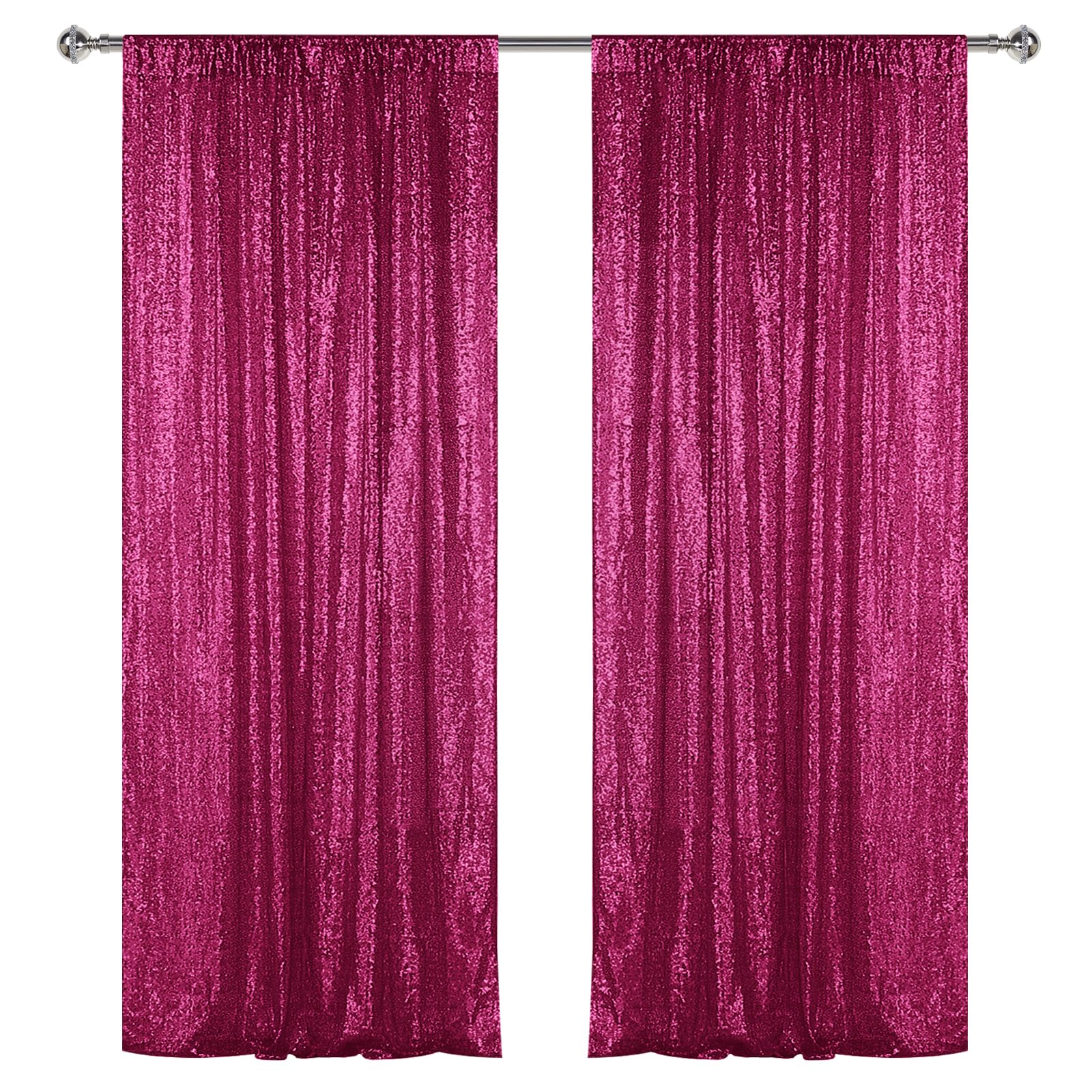 Sugargirl Fuchsia Sequin Backdrop Curtain 2 Panels