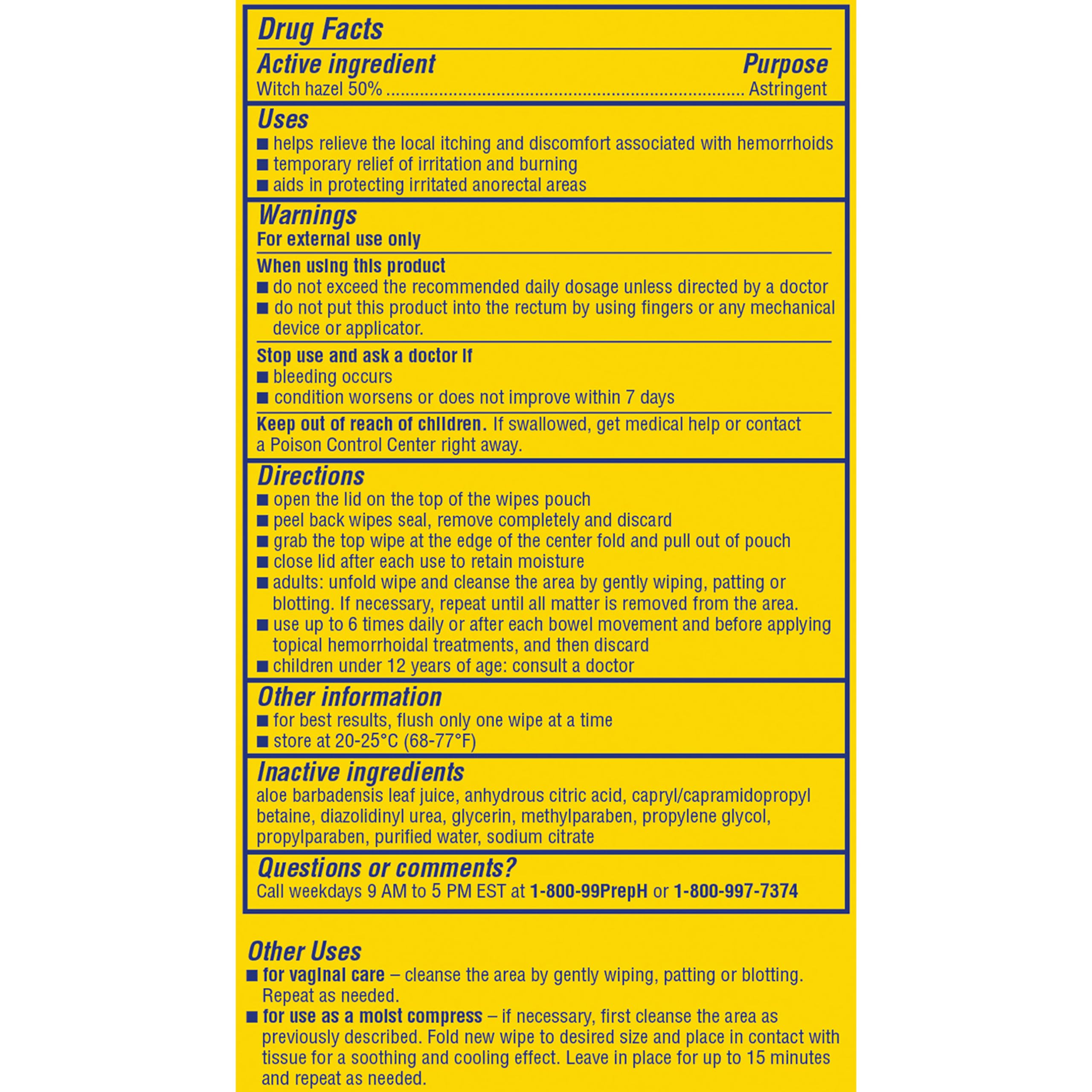 Preparation H Hemorrhoid Flushable Wipes with Witch Hazel for Skin Irritation Relief - 96 Count