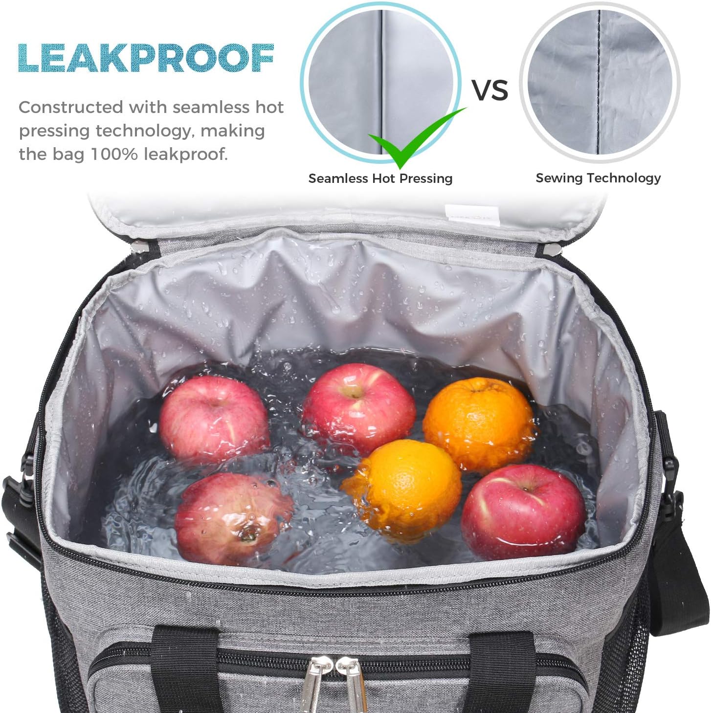 Lifewit Lunch Bag 24L 40 Can Insulated Lunch Box Soft Cooler Cooling Tote for Adult Men Women Grey - Image 4