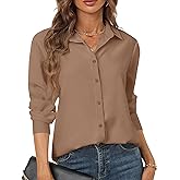 hearain Women's Button Down Shirts Long Sleeve Basic Classic Soft Shirt Collared Fashion Dressy Casual Blouses