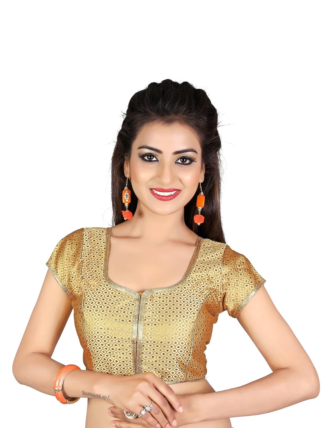 spangel fashion round neck women's ready made saree's blouse