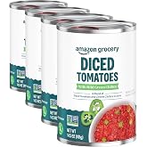 Amazon Grocery, Diced Tomatoes with Mild Green Chilies, 14.5 Oz (Pack of 4)