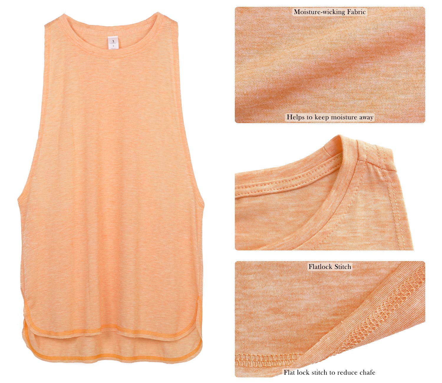 icyZone Yoga Tops Activewear Workout Clothes Sports Racerback Tank Tops for Women (XL, Pumpkin)