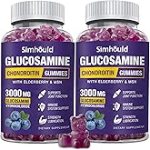 Simhould 2 Packs Glucosamine Chondroitin Gummies - 3000MG Extra Strength Joint Support Supplement with MSM & Elderberry, Flexibility, Antioxidant Immune Support Gummy for Adults, Men & Women