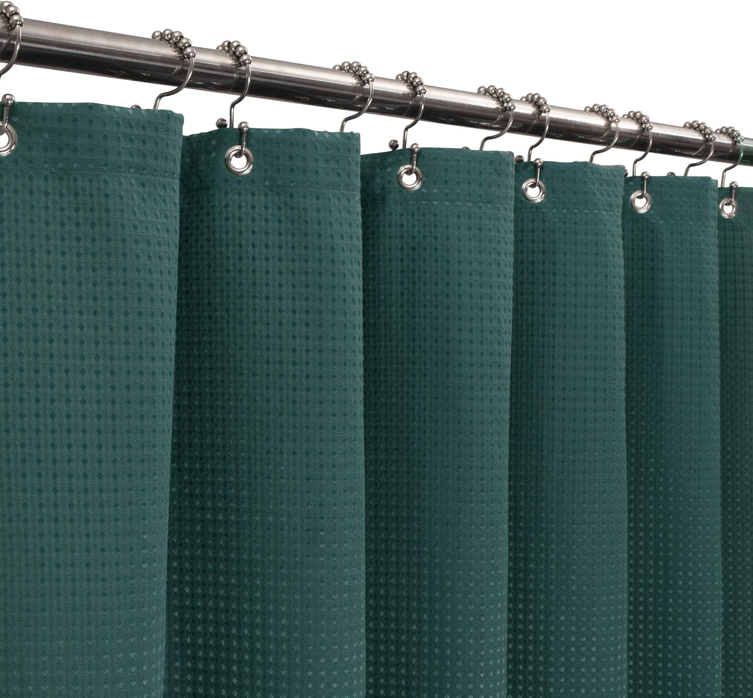 Waffle Weave Fabric Shower Curtain 230 GSM Heavy Duty, Spa, Hotel Luxury, Water Repellent, White Pique Pattern, 71 x 72 Inches Decorative Bathroom Curtain: Home & Kitchen
