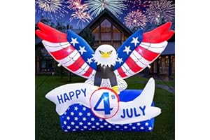 ANROOG 7.2FT 4th of July Inflatables Outdoor Decorations Flying Eagle Patriotic Blow Up Yard Decorations with LED Lights Fourth of July Memorial Independence Day Party Garden Holiday Outside Decor
