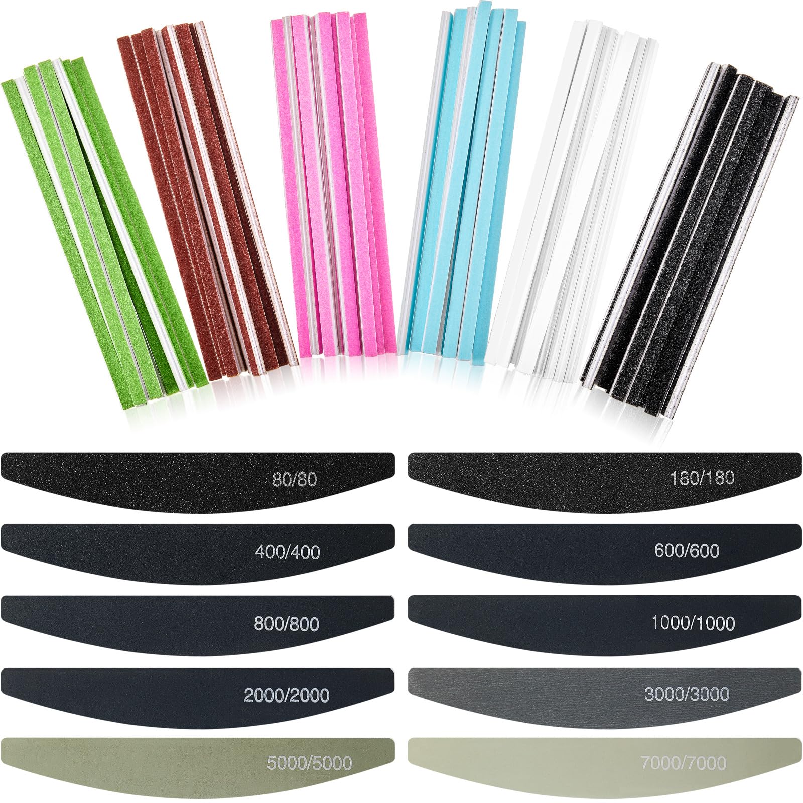 Honoson 70 Pcs Sanding Sticks Polishing Sticks Fine Sanding Twig Coded Abrasive Sand Twig for Plastic Models Assorted Metal and Wood Sand Tools Accessory for Model Craft Amateur(Half Moon Style)