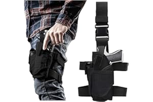 Drop Leg Holster, Thigh Gun Holsters for Men Women, Airsoft Pistol Holster for Right & Left Handed with Magazine Pouch Adjust