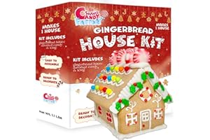 SARAH'S CANDY FACTORY Gingerbread House Kit 1.1 Lbs– Holiday Cookie Decorating Kit with Icing & Candies – Christmas DIY Activity for Kids & Adults – Pre-Baked Panels – Assembly Required (Medium)