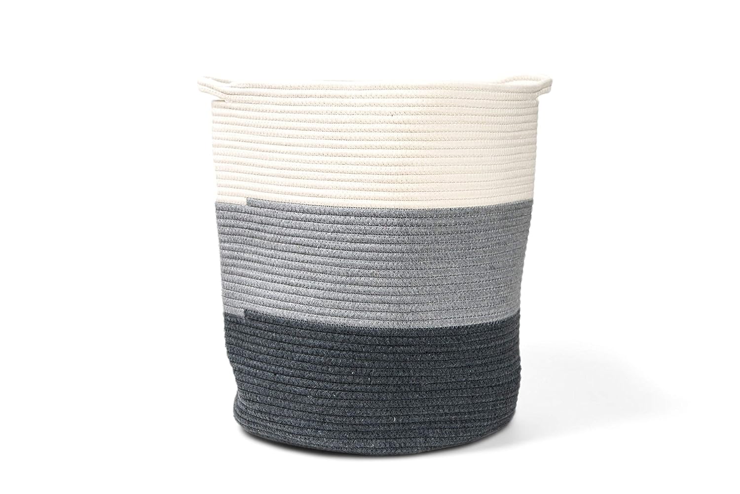 Delicate Large 100% Cotton Rope Basket 16x18 Baby Laundry Basket Tall Woven Basket Nursery Bin Storage Basket Round Gift with Handles for Toys, Laundry, Baby Nursery Anchor (3 Colors) (Grey)