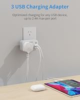 Mscien UK to Australia Plug Adapter 4 in 1 with 3 USB Type I view 5