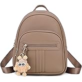 BAGOK Mini Leather Backpack Purse for Women, Small Backpack Purse with Cartoon Charm, Cute Fashion Bag for Girls & Teens