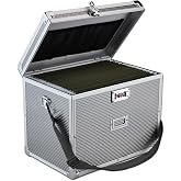 Pogianhae Hanging File Box for Letter, All-in-one set with 20 Folders | Portable Locking Filing Storage Box with Handle &amp; Shoulder strap, Lockable File Cabinet Documents Safe, Lockbox Doc Organizer