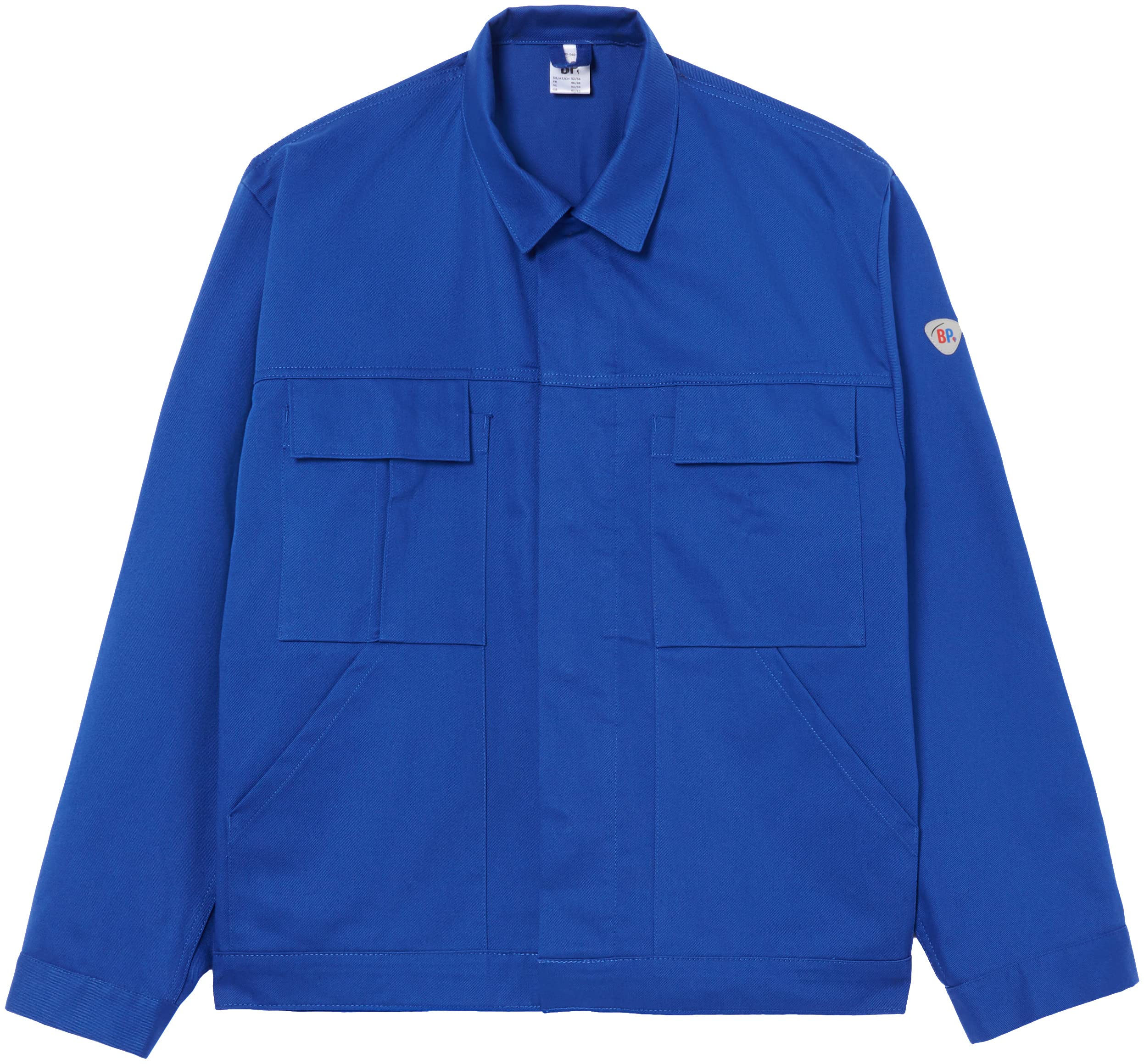 BP 1485-060-13-52/54, Work jacket, Concealed press-stud band and pockets 300,00 g/m², Pure cotton royal blue, 41/43