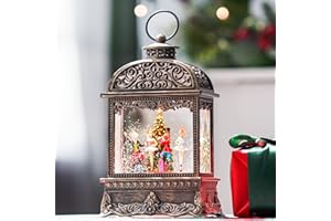 KIRSCHBLÜTE Snow Globe Lights ，Nutcracker and Mouse King Scene Music Box, USB and Battery-Powered Christmas Decorations Gift.
