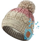 TOUCH TWO Bluetooth Beanie with Light, HD Stereo Sound, USB Rechargeable Headlamp for Hiking Fishing, Gift for Men Women Teen Bluetooth Khaki & Pink