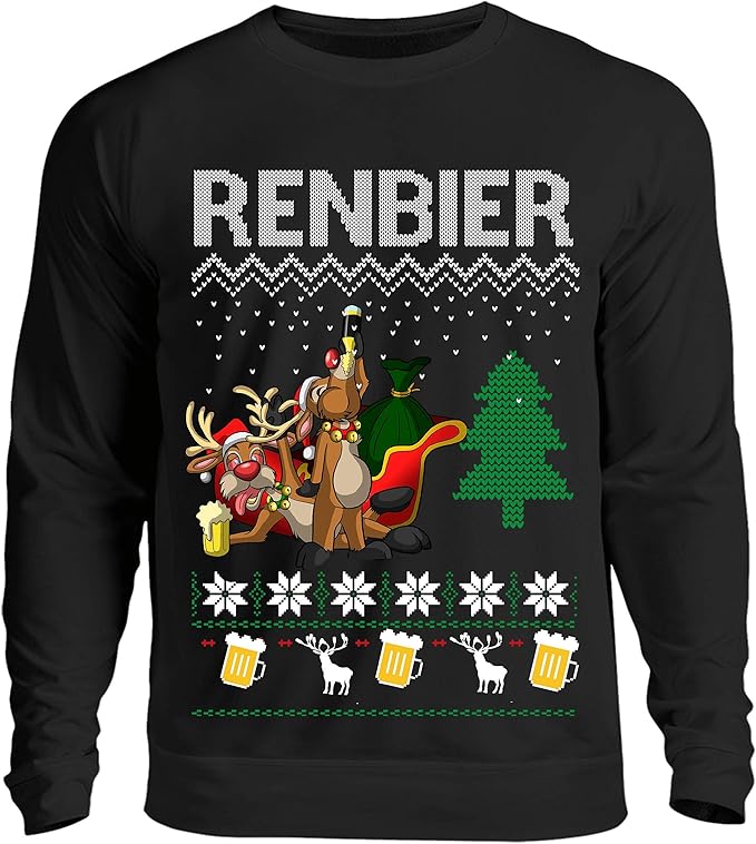Kreisligahelden Ugly Christmas Sweater Herren Lustig Renbier Pullover